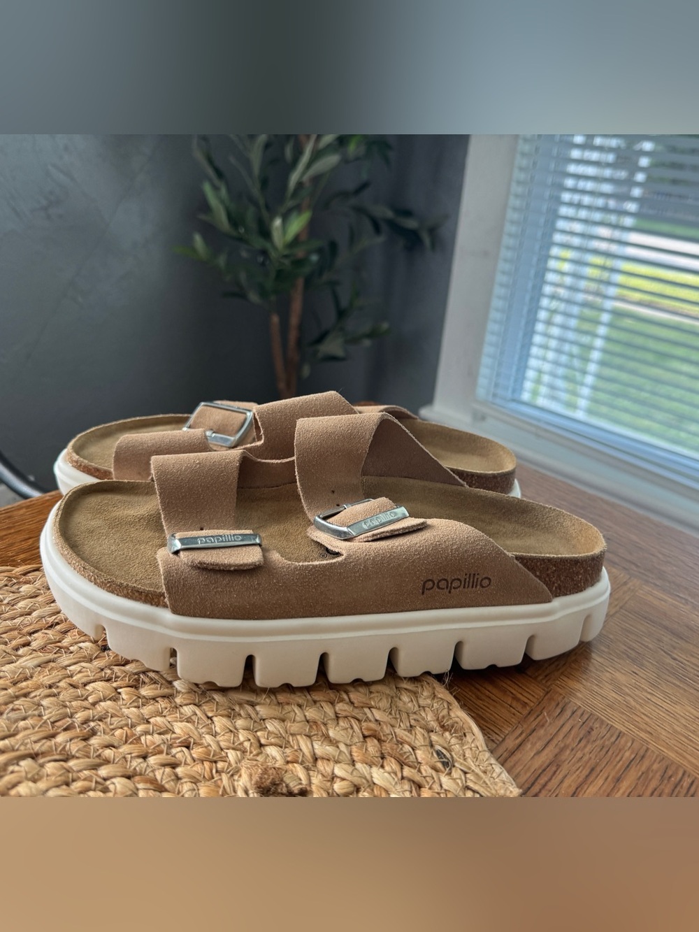 Papillio by Birkenstock women’s Arizona chunky platform sandals in sand